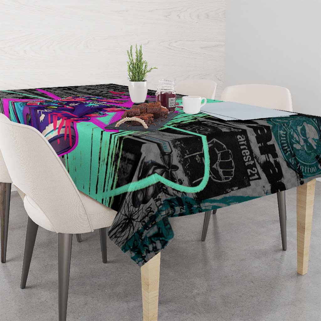 Punk Cheetah Graffiti Tablecloth with Punk Not Dead Street Art and Neon Jungle Design - Wonder Print Shop