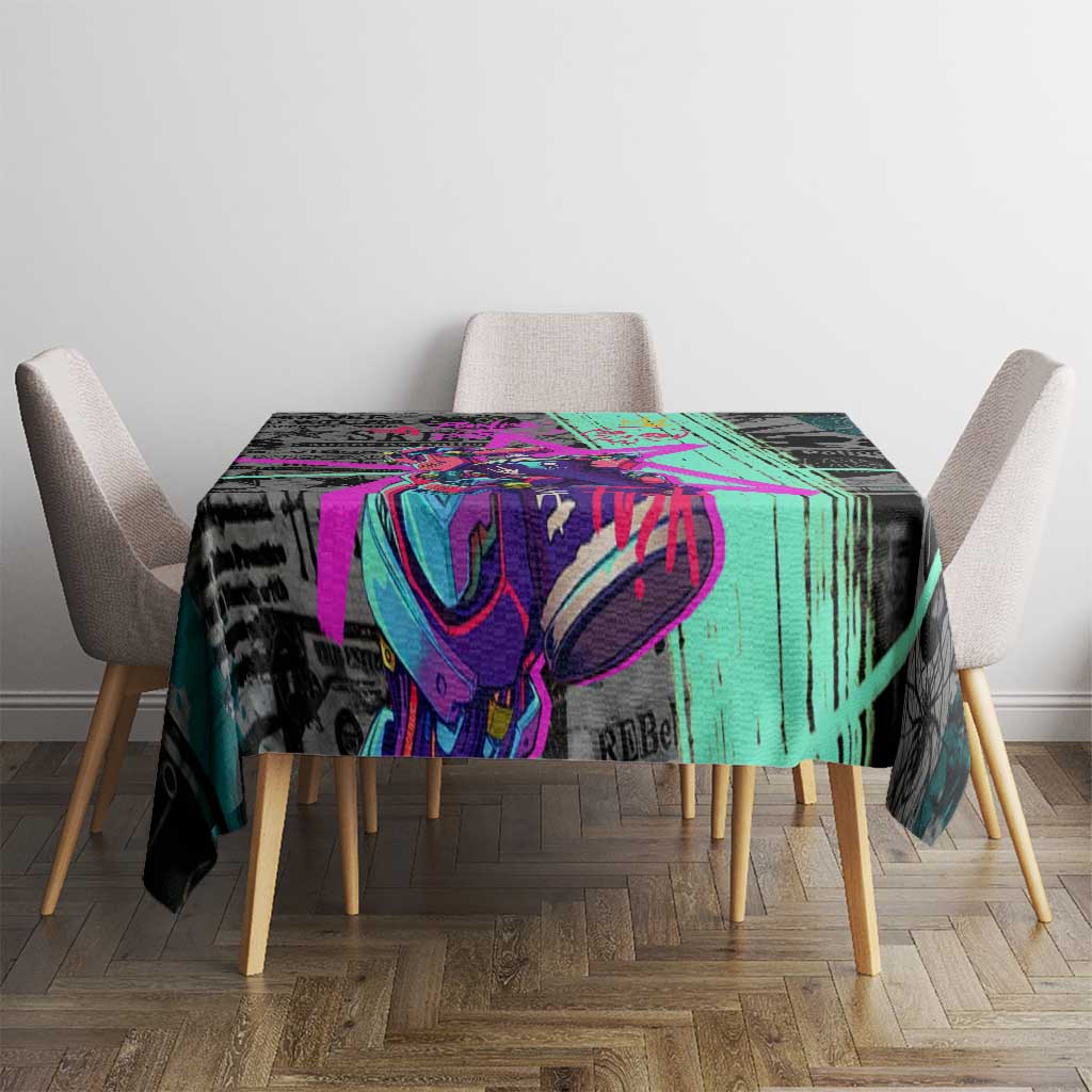 Punk Cheetah Graffiti Tablecloth with Punk Not Dead Street Art and Neon Jungle Design - Wonder Print Shop