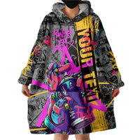 Punk Cheetah Graffiti Wearable Blanket Hoodie with Punk Not Dead Street Art and Neon Jungle Design - Wonder Print Shop