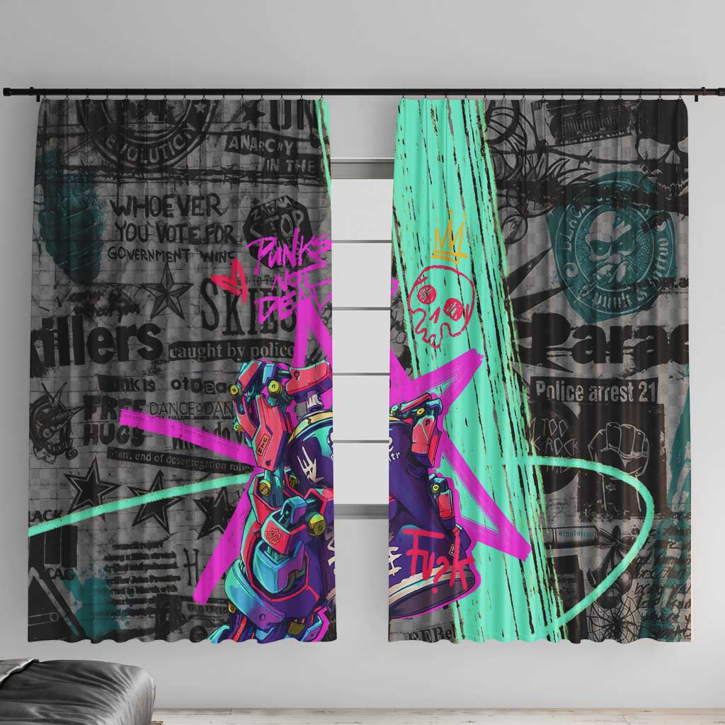 Punk Cheetah Graffiti Window Curtain with Punk Not Dead Street Art and Neon Jungle Design - Wonder Print Shop