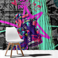 Punk Cheetah Graffiti Window Curtain with Punk Not Dead Street Art and Neon Jungle Design - Wonder Print Shop