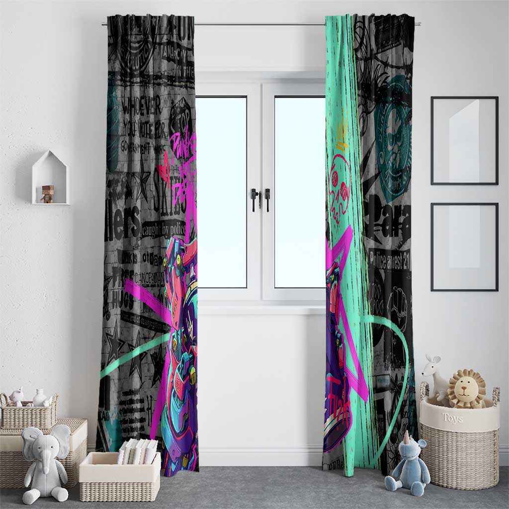 Punk Cheetah Graffiti Window Curtain with Punk Not Dead Street Art and Neon Jungle Design - Wonder Print Shop