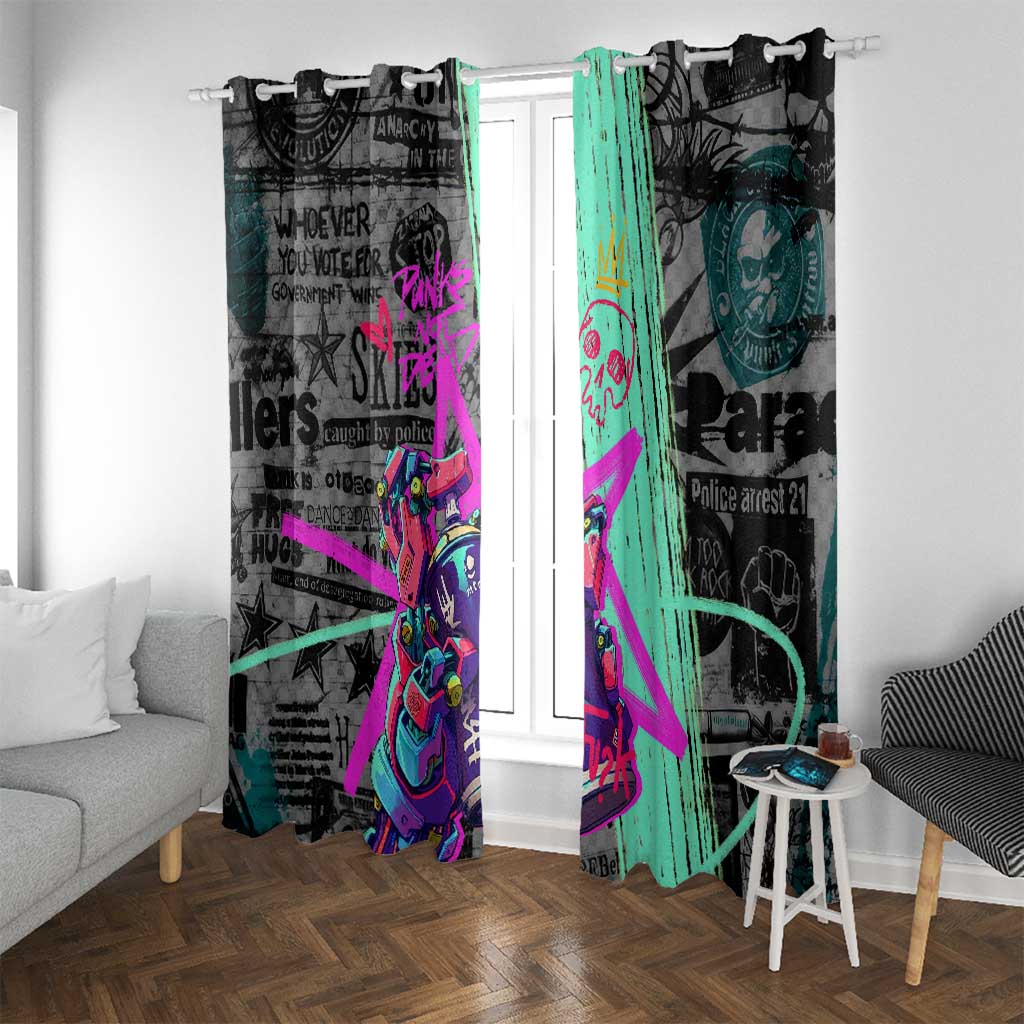 Punk Cheetah Graffiti Window Curtain with Punk Not Dead Street Art and Neon Jungle Design - Wonder Print Shop