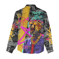 Punk Cheetah Graffiti Women Casual Shirt with Punk Not Dead Street Art and Neon Jungle Design - Wonder Print Shop
