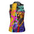 Punk Cheetah Graffiti Women Sleeveless Polo Shirt with Punk Not Dead Street Art and Neon Jungle Design - Wonder Print Shop