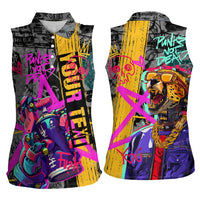 Punk Cheetah Graffiti Women Sleeveless Polo Shirt with Punk Not Dead Street Art and Neon Jungle Design - Wonder Print Shop
