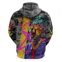Punk Cheetah Graffiti Zip Hoodie with Punk Not Dead Street Art and Neon Jungle Design - Wonder Print Shop