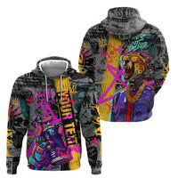 Punk Cheetah Graffiti Zip Hoodie with Punk Not Dead Street Art and Neon Jungle Design - Wonder Print Shop