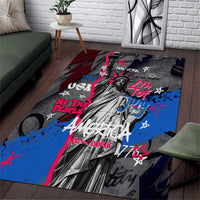 4th of July Graffiti Area Rug with Statue of Liberty and American Independence Street Art Design - Wonder Print Shop