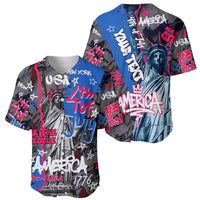 4th of July Graffiti Baseball Jersey with Statue of Liberty and American Independence Street Art Design - Wonder Print Shop