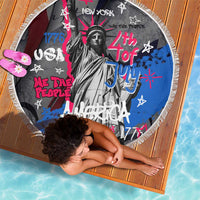 4th of July Graffiti Beach Blanket with Statue of Liberty and American Independence Street Art Design - Wonder Print Shop