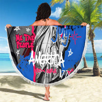 4th of July Graffiti Beach Blanket with Statue of Liberty and American Independence Street Art Design - Wonder Print Shop