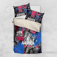4th of July Graffiti Bedding Set with Statue of Liberty and American Independence Street Art Design - Wonder Print Shop