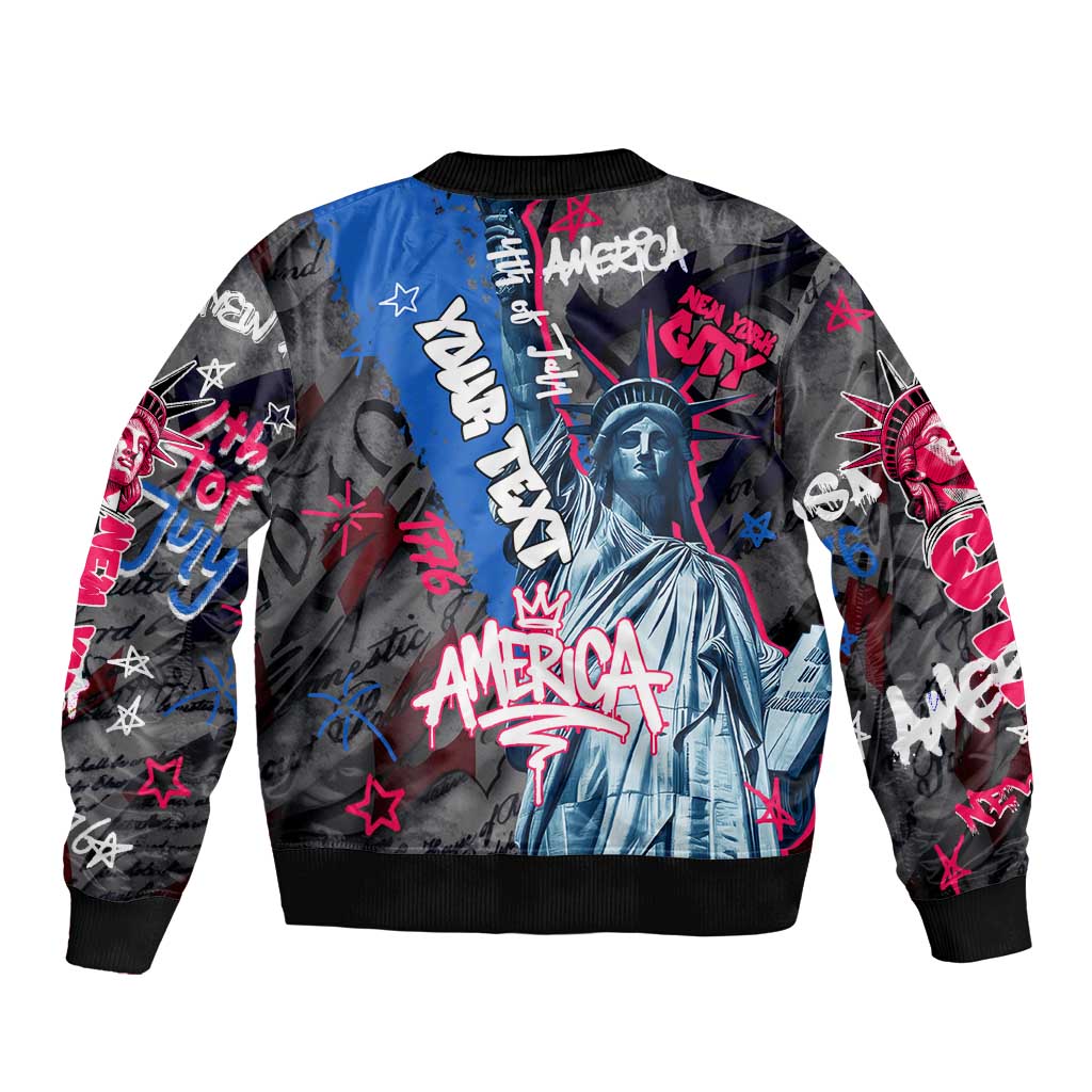 4th of July Graffiti Bomber Jacket with Statue of Liberty and American Independence Street Art Design - Wonder Print Shop