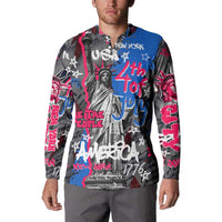 4th of July Graffiti Button Sweatshirt with Statue of Liberty and American Independence Street Art Design - Wonder Print Shop