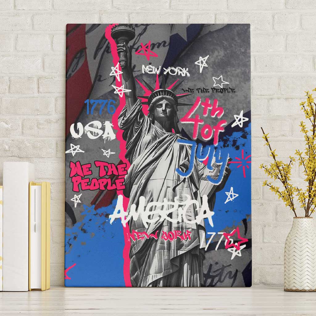 4th of July Graffiti Canvas Wall Art with Statue of Liberty and American Independence Street Art Design - Wonder Print Shop