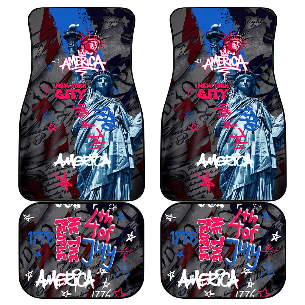 4th of July Graffiti Car Mats with Statue of Liberty and American Independence Street Art Design - Wonder Print Shop