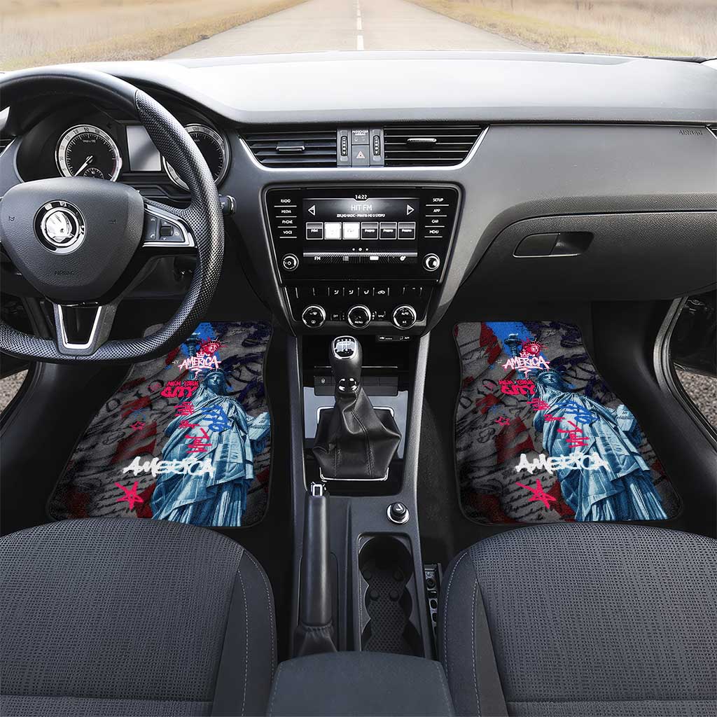 4th of July Graffiti Car Mats with Statue of Liberty and American Independence Street Art Design - Wonder Print Shop