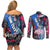 4th of July Graffiti Couples Matching Off Shoulder Short Dress and Long Sleeve Button Shirt with Statue of Liberty and American Independence Street Art Design - Wonder Print Shop