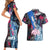 4th of July Graffiti Couples Matching Short Sleeve Bodycon Dress and Hawaiian Shirt with Statue of Liberty and American Independence Street Art Design - Wonder Print Shop