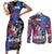 4th of July Graffiti Couples Matching Short Sleeve Bodycon Dress and Long Sleeve Button Shirt with Statue of Liberty and American Independence Street Art Design - Wonder Print Shop