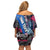 4th of July Graffiti Family Matching Off Shoulder Short Dress and Hawaiian Shirt with Statue of Liberty and American Independence Street Art Design - Wonder Print Shop
