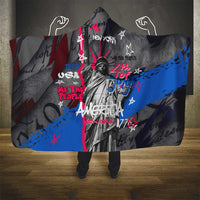 4th of July Graffiti Hooded Blanket with Statue of Liberty and American Independence Street Art Design - Wonder Print Shop