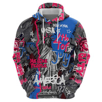 4th of July Graffiti Hoodie with Statue of Liberty and American Independence Street Art Design - Wonder Print Shop