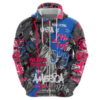 4th of July Graffiti Hoodie with Statue of Liberty and American Independence Street Art Design - Wonder Print Shop