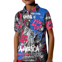 4th of July Graffiti Kid Polo Shirt with Statue of Liberty and American Independence Street Art Design - Wonder Print Shop