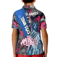 4th of July Graffiti Kid Polo Shirt with Statue of Liberty and American Independence Street Art Design - Wonder Print Shop