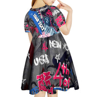 4th of July Graffiti Kid Short Sleeve Dress with Statue of Liberty and American Independence Street Art Design - Wonder Print Shop