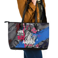 4th of July Graffiti Leather Tote Bag with Statue of Liberty and American Independence Street Art Design - Wonder Print Shop