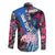 4th of July Graffiti Long Sleeve Button Shirt with Statue of Liberty and American Independence Street Art Design - Wonder Print Shop