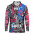 4th of July Graffiti Long Sleeve Polo Shirt with Statue of Liberty and American Independence Street Art Design - Wonder Print Shop