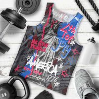 4th of July Graffiti Men Tank Top with Statue of Liberty and American Independence Street Art Design - Wonder Print Shop