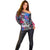 4th of July Graffiti Off Shoulder Sweater with Statue of Liberty and American Independence Street Art Design - Wonder Print Shop