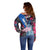 4th of July Graffiti Off Shoulder Sweater with Statue of Liberty and American Independence Street Art Design - Wonder Print Shop