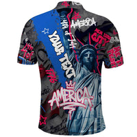 4th of July Graffiti Polo Shirt with Statue of Liberty and American Independence Street Art Design - Wonder Print Shop