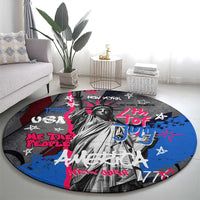 4th of July Graffiti Round Carpet with Statue of Liberty and American Independence Street Art Design - Wonder Print Shop