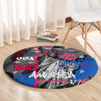 4th of July Graffiti Round Carpet with Statue of Liberty and American Independence Street Art Design - Wonder Print Shop