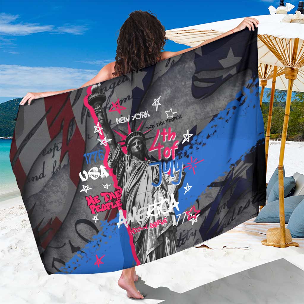 4th of July Graffiti Sarong with Statue of Liberty and American Independence Street Art Design - Wonder Print Shop