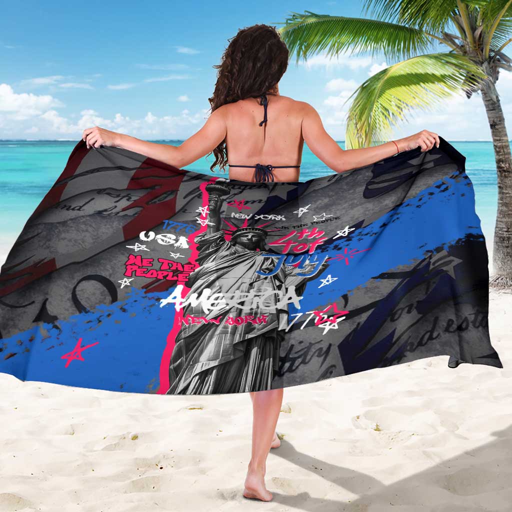 4th of July Graffiti Sarong with Statue of Liberty and American Independence Street Art Design - Wonder Print Shop