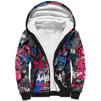 4th of July Graffiti Sherpa Hoodie with Statue of Liberty and American Independence Street Art Design - Wonder Print Shop