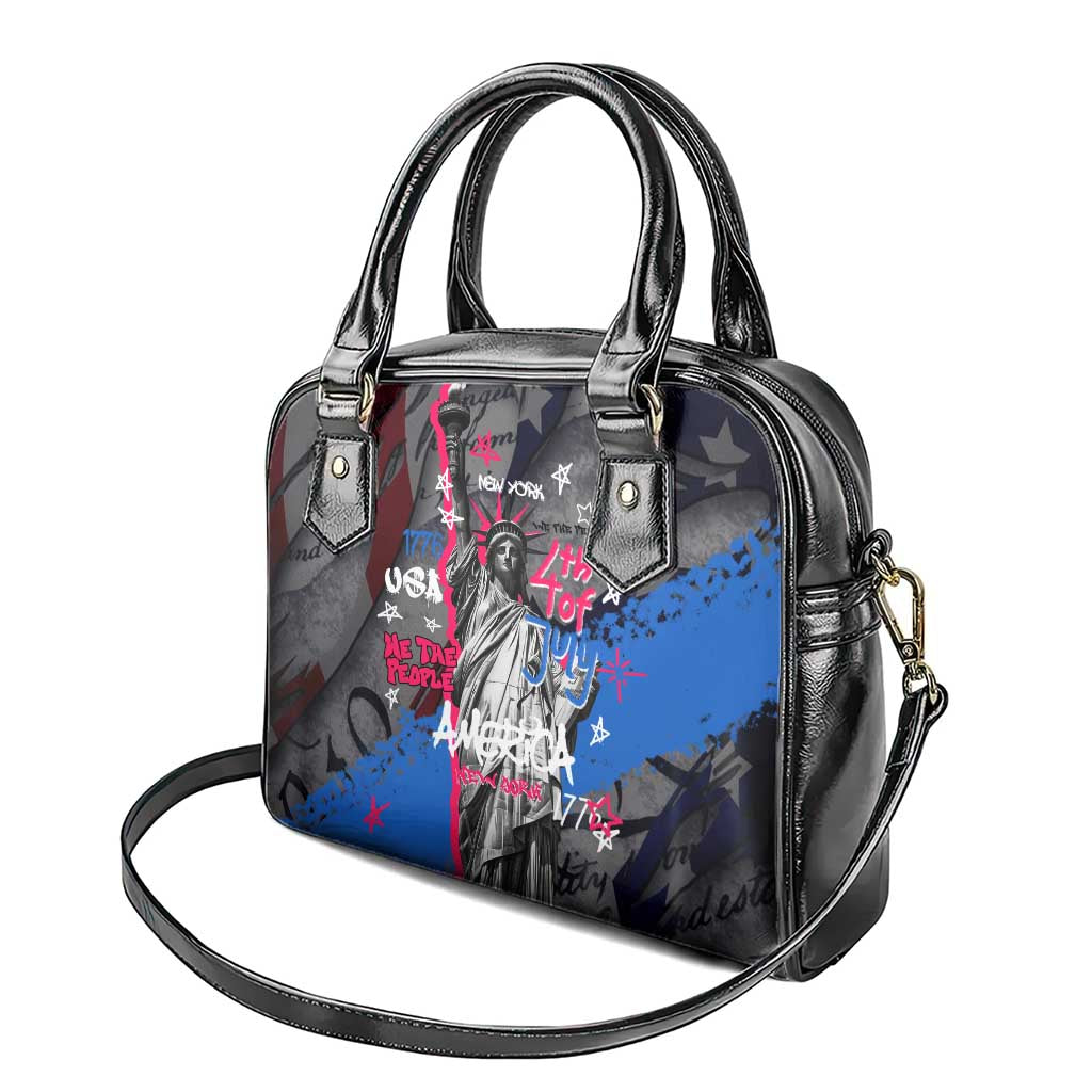 4th of July Graffiti Shoulder Handbag with Statue of Liberty and American Independence Street Art Design - Wonder Print Shop