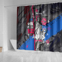 4th of July Graffiti Shower Curtain with Statue of Liberty and American Independence Street Art Design - Wonder Print Shop