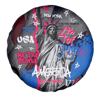 4th of July Graffiti Spare Tire Cover with Statue of Liberty and American Independence Street Art Design - Wonder Print Shop