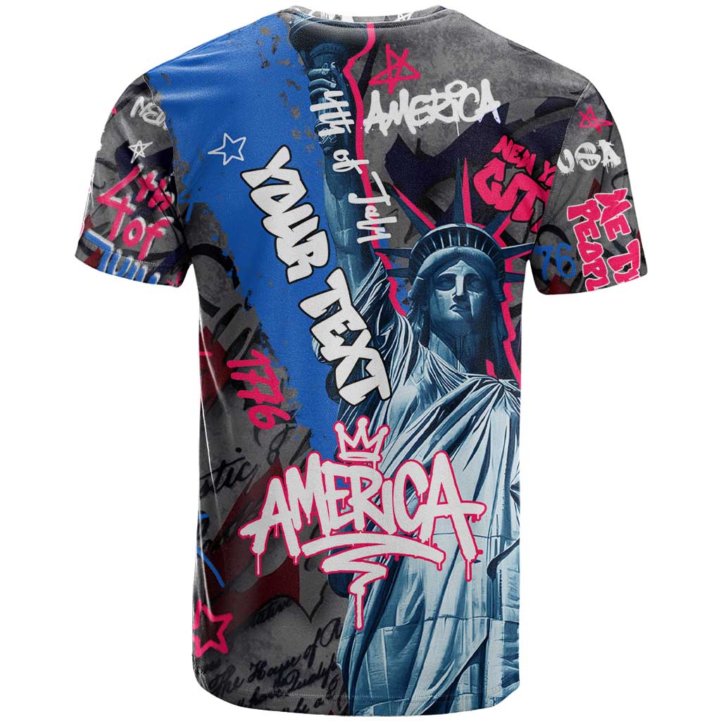 4th of July Graffiti T Shirt with Statue of Liberty and American Independence Street Art Design - Wonder Print Shop