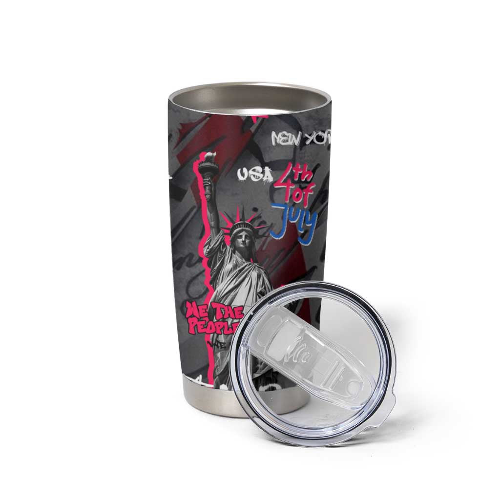 4th of July Graffiti Tumbler Cup with Statue of Liberty and American Independence Street Art Design - Wonder Print Shop