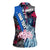 4th of July Graffiti Women Sleeveless Polo Shirt with Statue of Liberty and American Independence Street Art Design - Wonder Print Shop